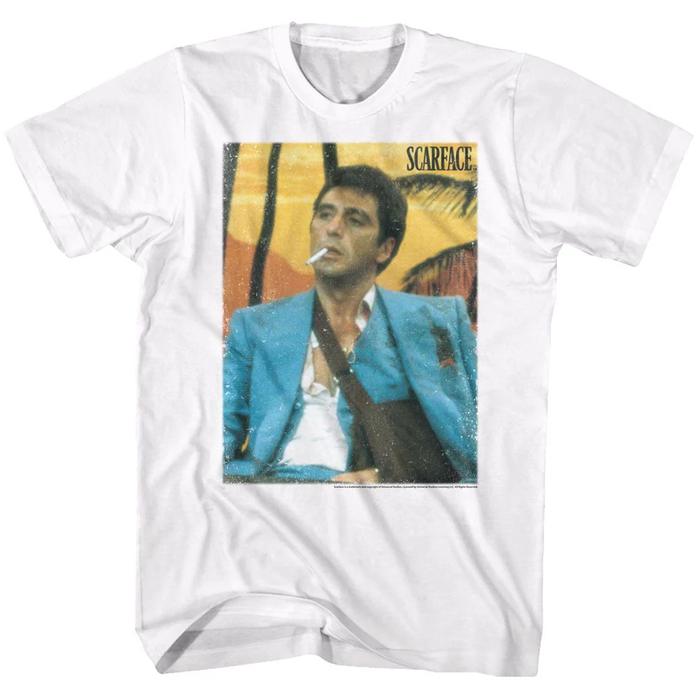 Unisex Adult T-shirt Rockinstone Scarface Movie Cig White Sizes