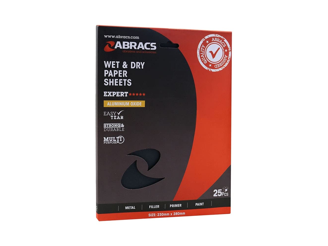 Abracs 32161 Pacote Com 25 Lixas Para Uso A Seco E Úmido, Grão 1200