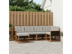 Vidaxl Conjunto De Sofás Para Exterior 6 Pcs Natural E Cinzento-claro