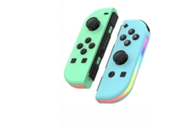 Controles Joy-Con não originalmente compatíveis com o Nintendo Switch, nas cores verde/azul pastel, com iluminação RGB, Bluetooth 5.2 e sem problema de drift.