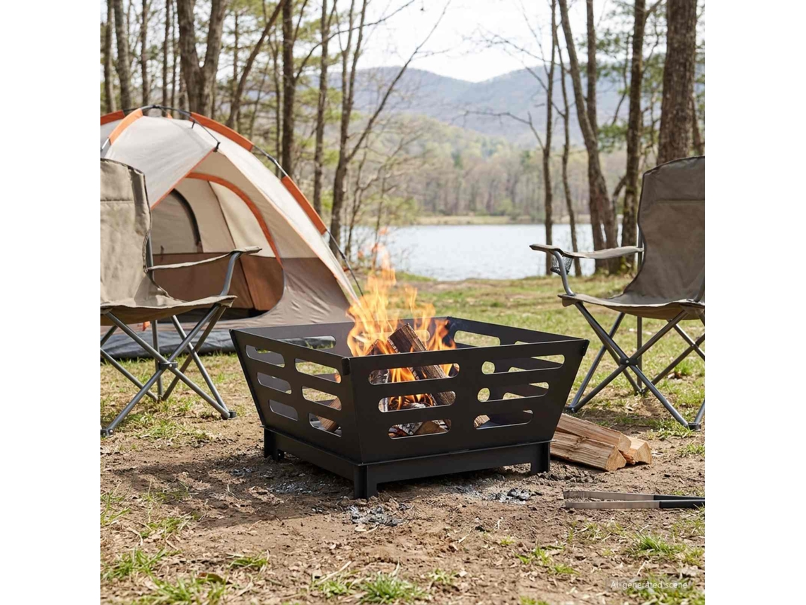 Vidaxl Fire Pit Preto 60 X 60 X 30 Cm Aço