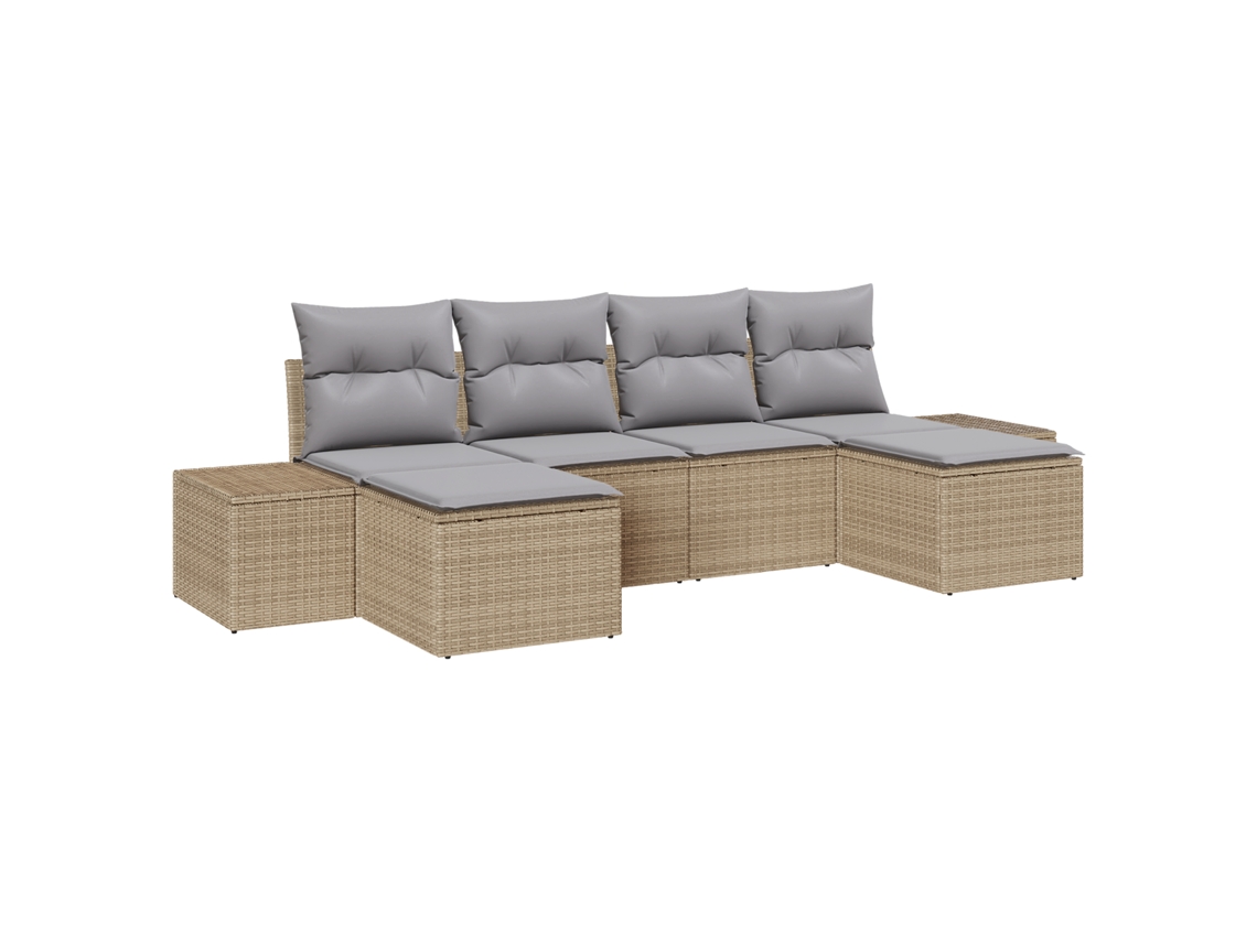 Conjunto 4 Móveis Para Exterior Vidaxl Bege Vime Pe (294 X 55 X 85 Cm)