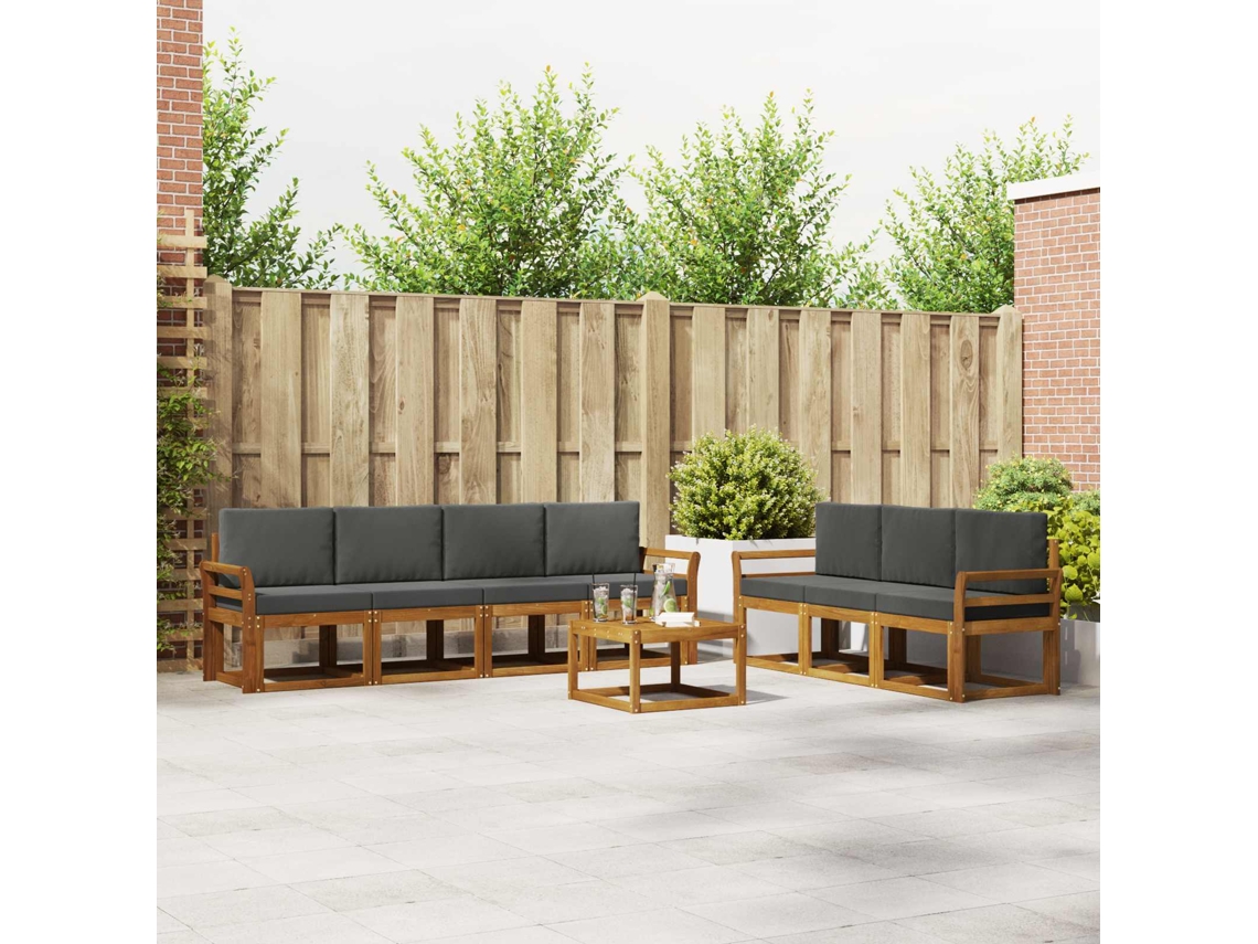 Vidaxl Conjunto De Sofás Para Exterior 8 Unid. Natural E Antracite