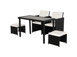 Conjunto Jantar Jardim 11 Peças QINGYU TECH com Almofadas de Vime Sintético