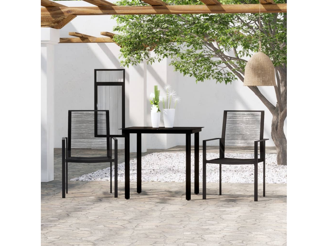 Vidaxl 3 Pcs Conjunto De Jantar Para Jardim Preto