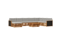 Vidaxl Conjunto De Sofás Para Exterior 9 Pcs Natural E Cinzento-claro