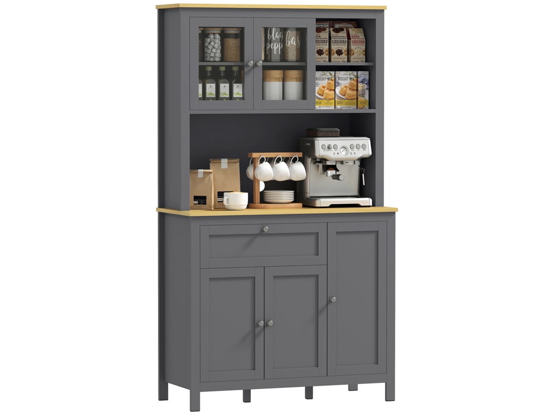 Armário de Cozinha com 5 Portas e Bancada para Microondas BTFORUS (100x40x180cm)