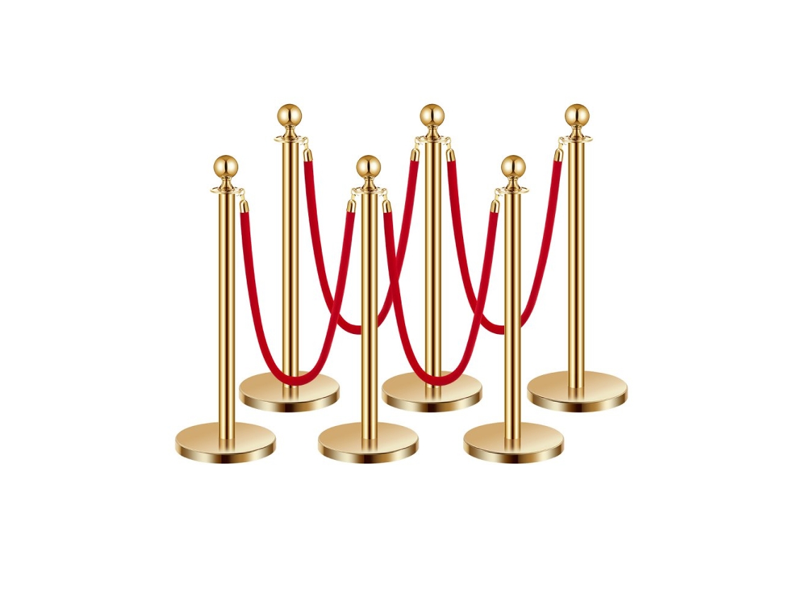 Conjunto De Postes De Controlo Com Cordas De Veludo Vermelho E Base Recheável Tekmaquinas