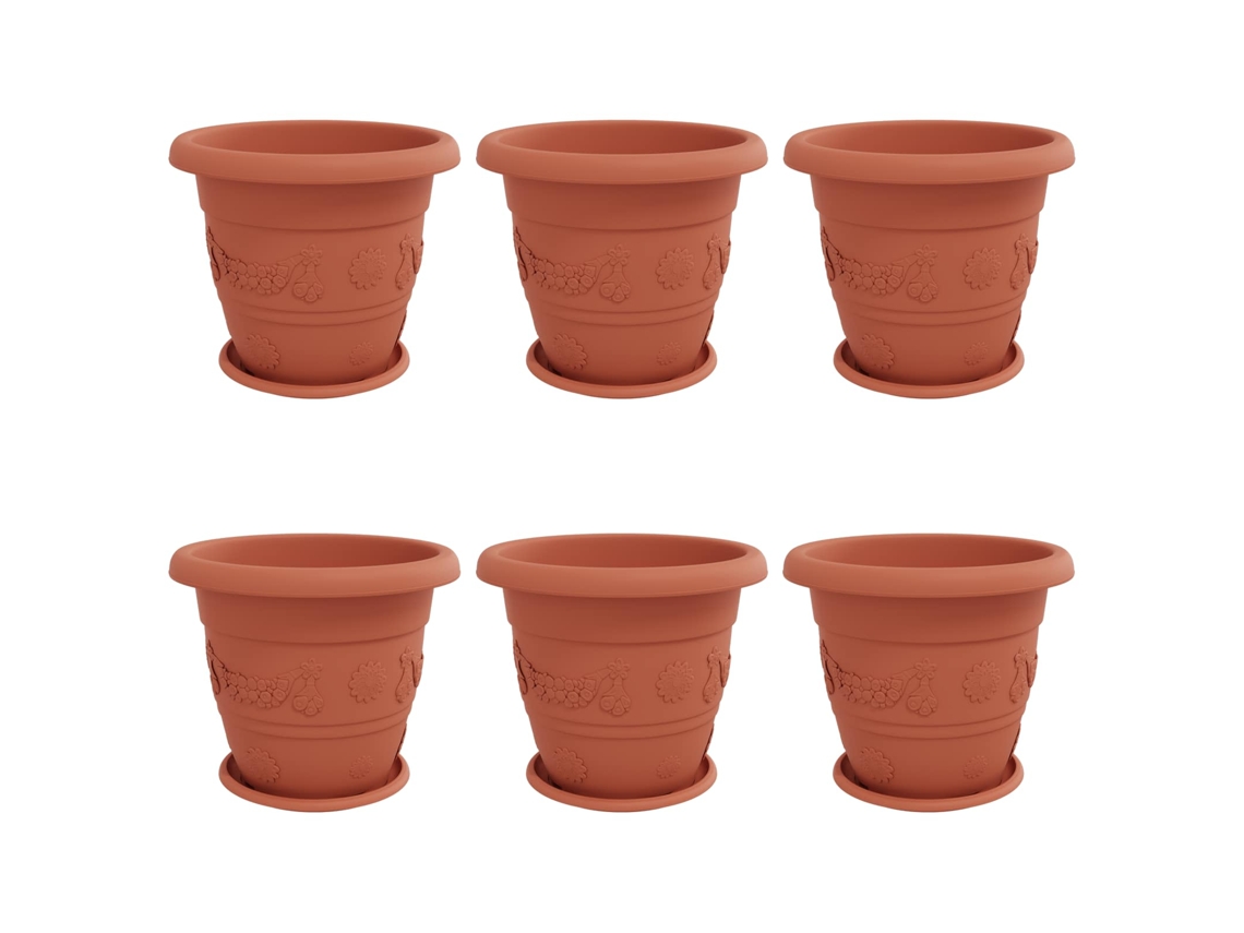 Conjunto 6 Plástico Vidaxl Vermelho Plástico (ø 39 X 32 Cm)