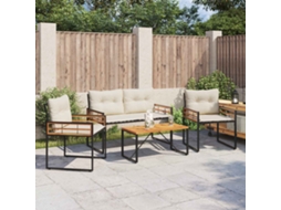 Vidaxl Conjunto De Móveis Para Exterior Com Almofada 4 Pcs Creme