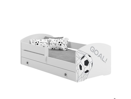 Cama Infantil com Colchão Luk Gaveta Barreira KOBI Branco (140x70cm)
