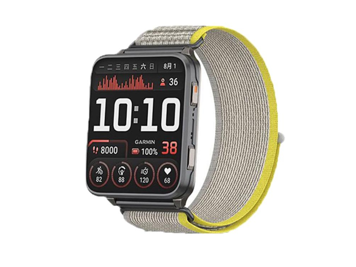 Bracelete para Garmin Venu X1 Nylon com Fecho de Velcro Wild Trail Amarelo e Cinza XIAOMOYU
