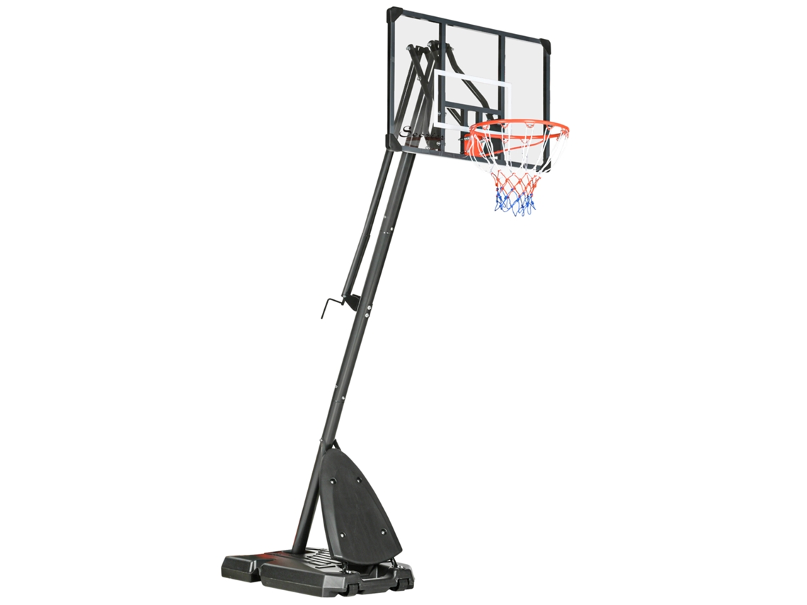 Suporte De Basquete Ajustável 293-350 Cm Com Tabela De Aço Rolável Para Jardim E Quadra