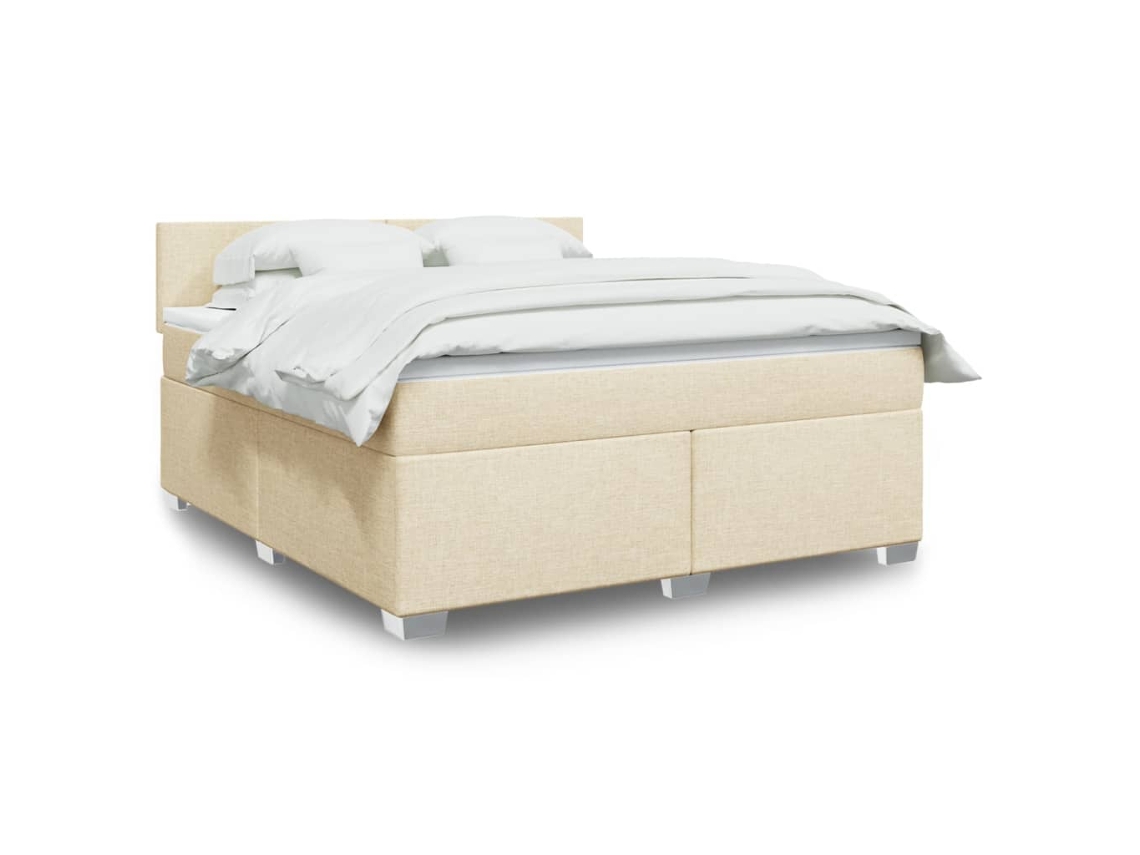 Vidaxl Cama Com Molas/colchão 180x200 Cm Tecido Cor Creme
