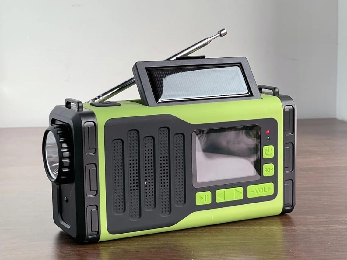 Rádio de manivela solar de 5000 mAh com lanterna multifuncional BESTVITE (verde)