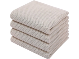 Conjunto de 6 Panos de Prato de Algodão Felpudo, Superabsorventes, com Alça para Pendurar, Cor Damasco AQUAFORGE
