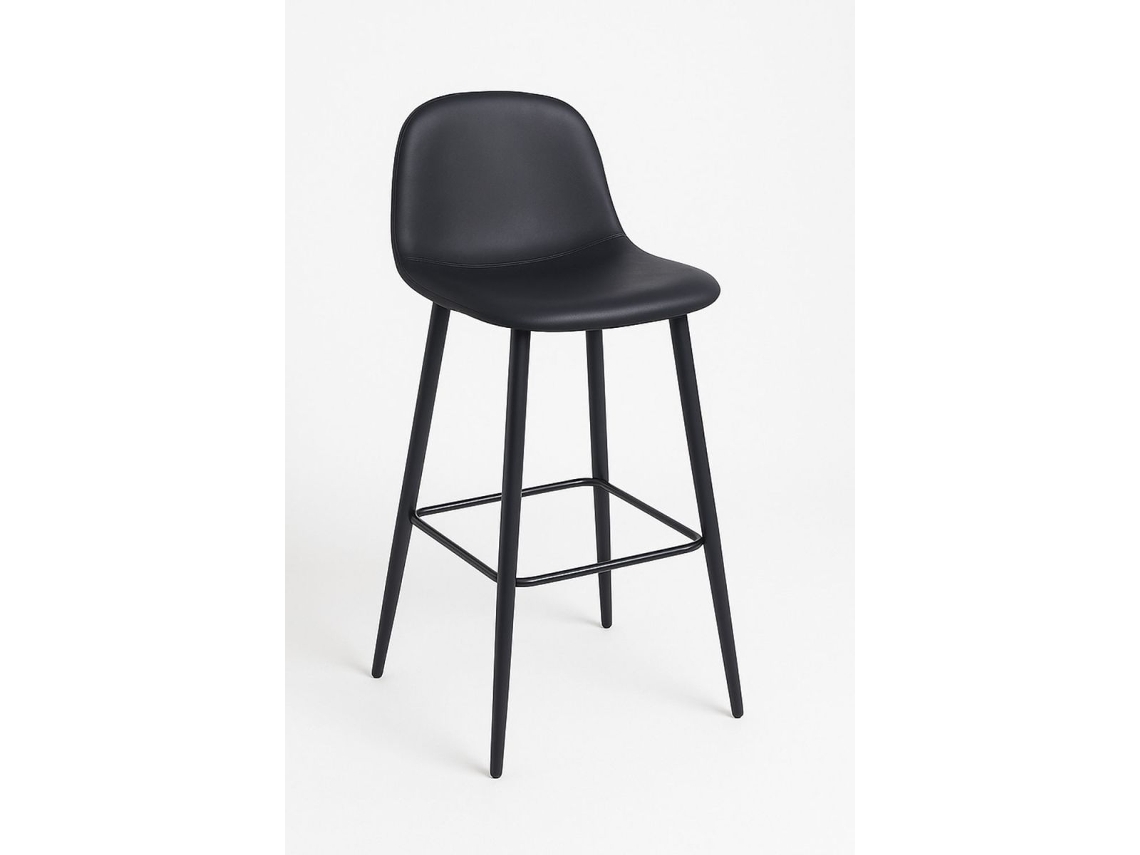 Pack 4 Bancos Black Teok Couro Sintético - Preto