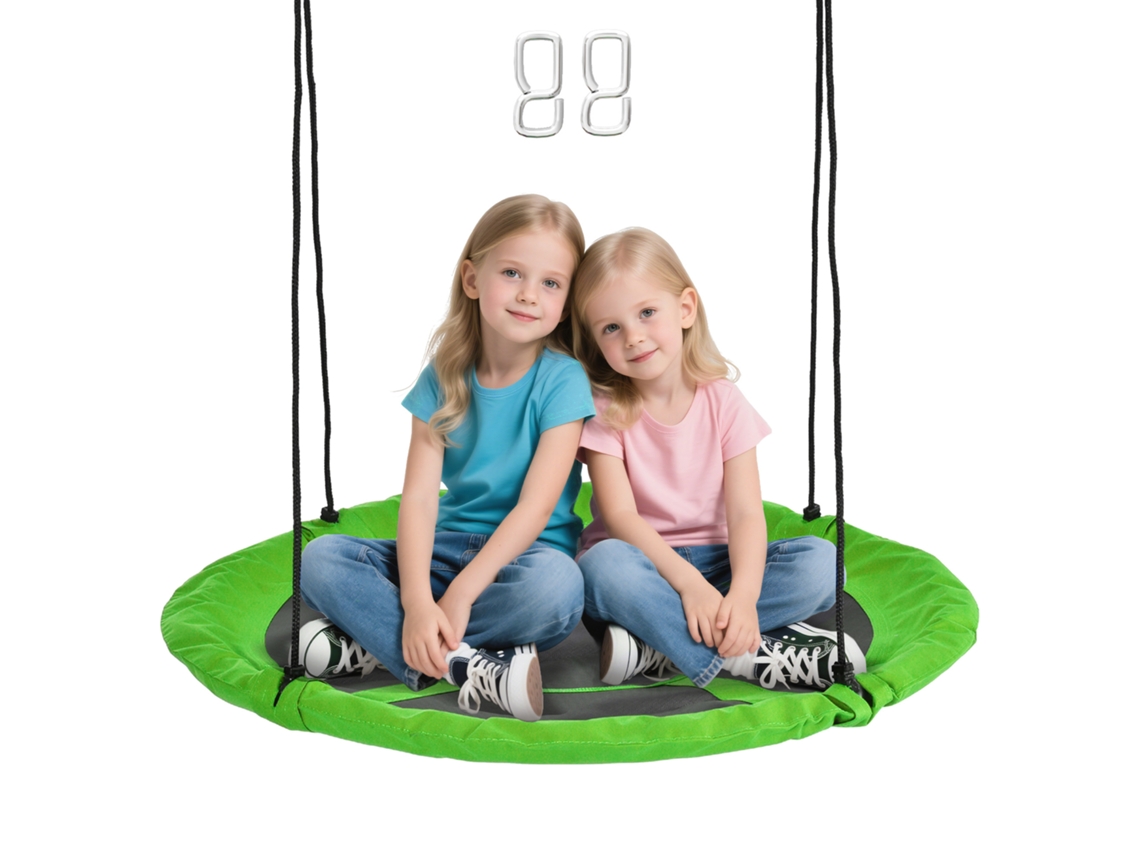 Balanço ninho pássaro S/MARCA, Ø110cm, 4 argolas, metal oxford, verde