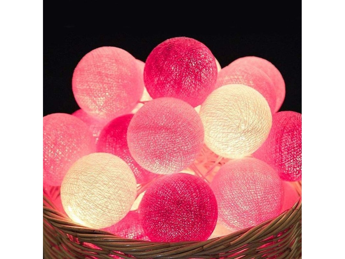 Luces De Cadena Con Pelotas De Algodón 20 Led Batería 3m Para Dormitorio Fiesta Navidad