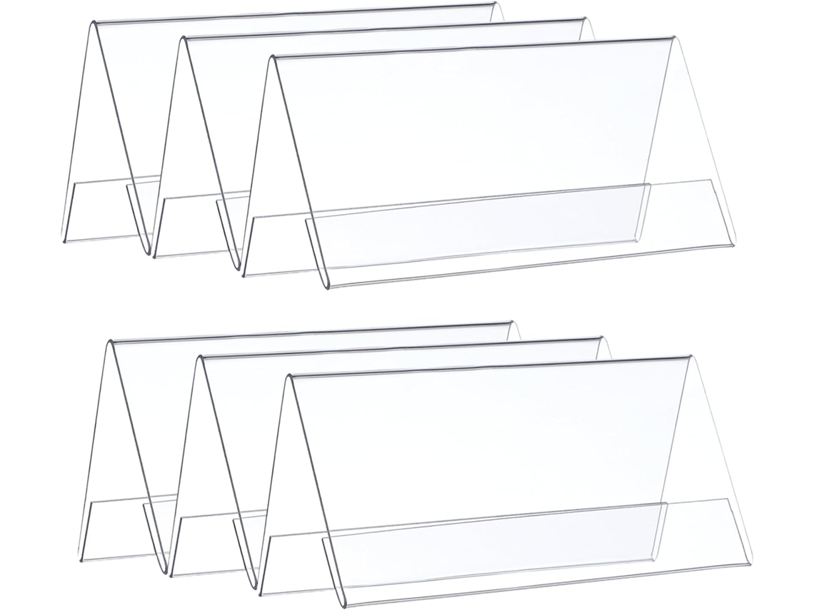 Placa De Mesa Dupla Face Em Acrílico Transparente, Conjunto De 6 Peças