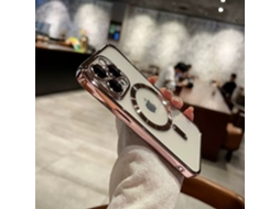 Capa Para Iphone 17 Rosa Com Revestimento Eletroplástico E Protetor De Lente Magnético.
