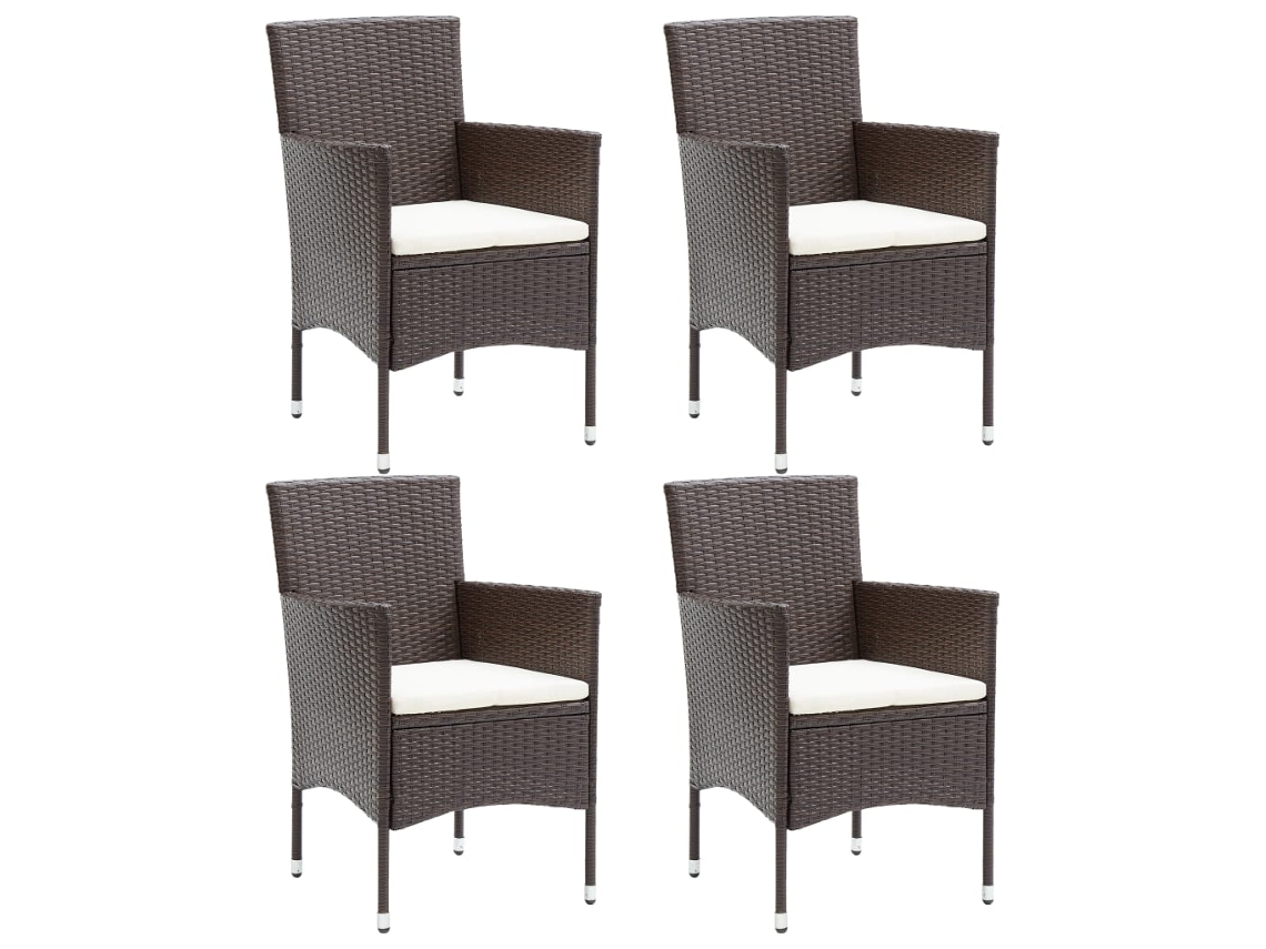 Vidaxl Cadeiras De Jantar Para Jardim 4 Pcs Vime Pe Castanho