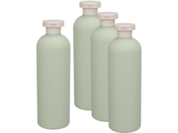 Conjunto de 4 frascos de loção reutilizados de 400ml, em plástico verde.