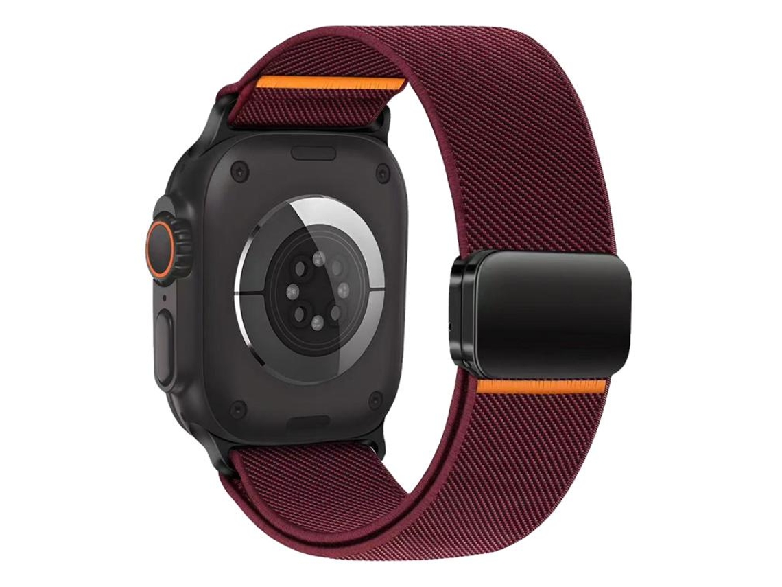 Bracelete para Apple Watch 44/45/46/49mm Nylon Elástico com Fecho Magnético Vinho XIAOMOYU