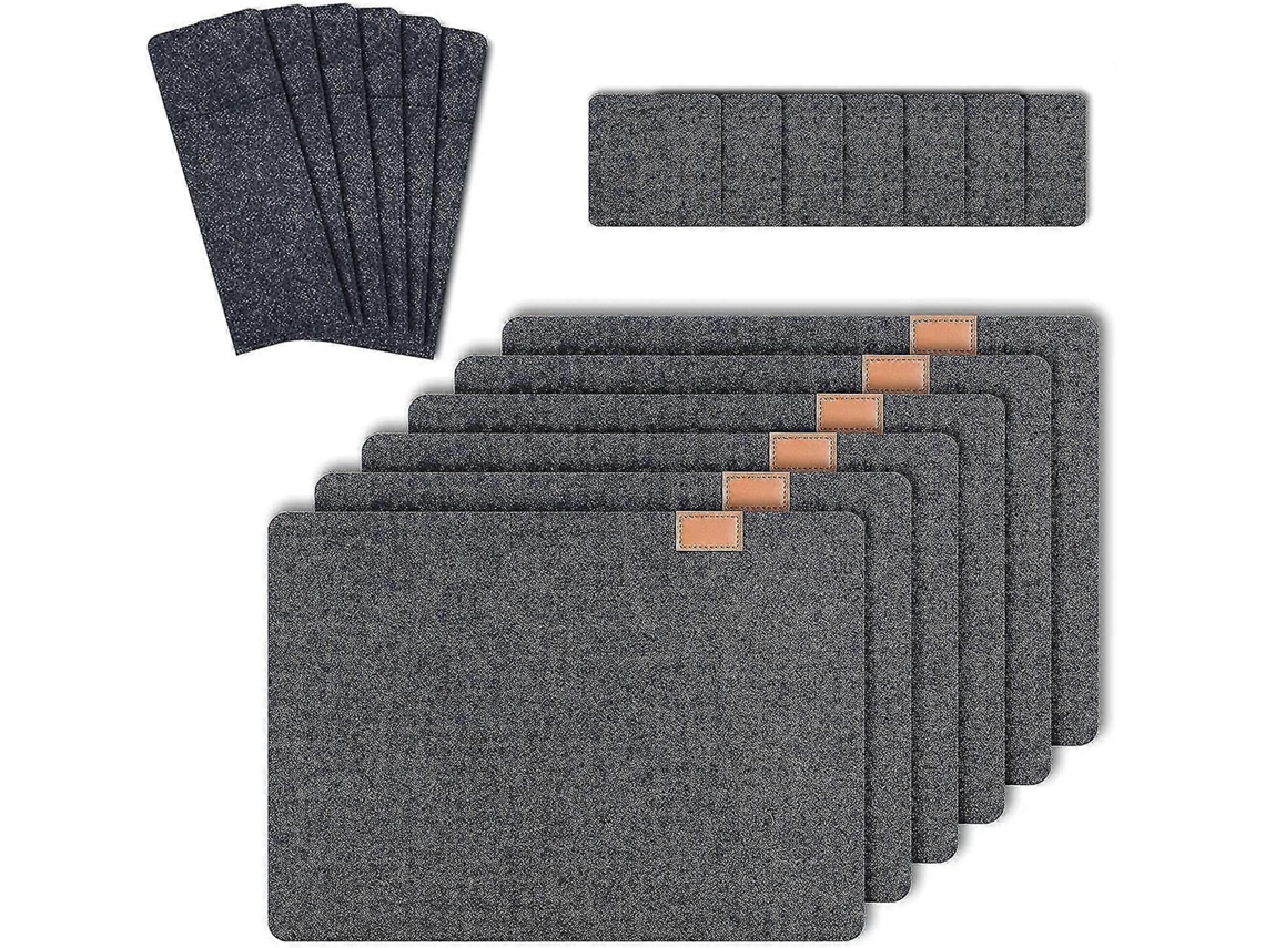 Rebe manteles de Mesa Conjunto de 6 Resistentes Ao Calor Laváveis com Posavasos e Bolsas para Talheres Feltro Ecológico