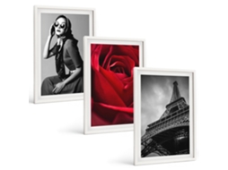 Composição De Quadros Dama Parisiense Com Óculos Eiffel Moldura Branca Quadros Para A Sala De Estar Espelharte (3 Piezas De 40x60 Cm)