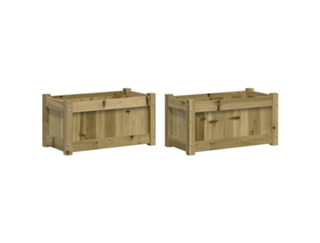 Conjunto 2 Vasos/Floreiras de Jardim Vida Xl Madeira de Pinho Impregnada VIDAXL