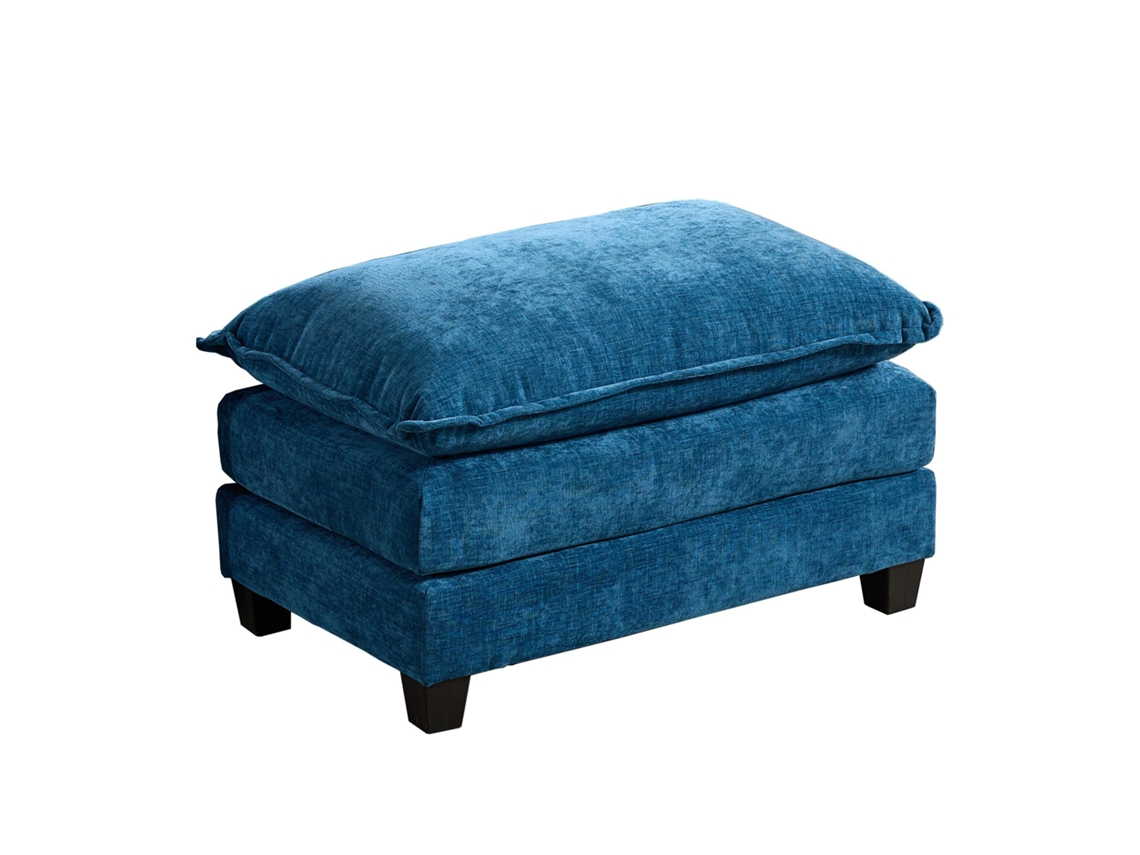 Sofá Pufe Nuvem Moderno para Sala, Quarto e Apartamento, Confortável Almofada Stifada Em Chenille Azul, De501dbl