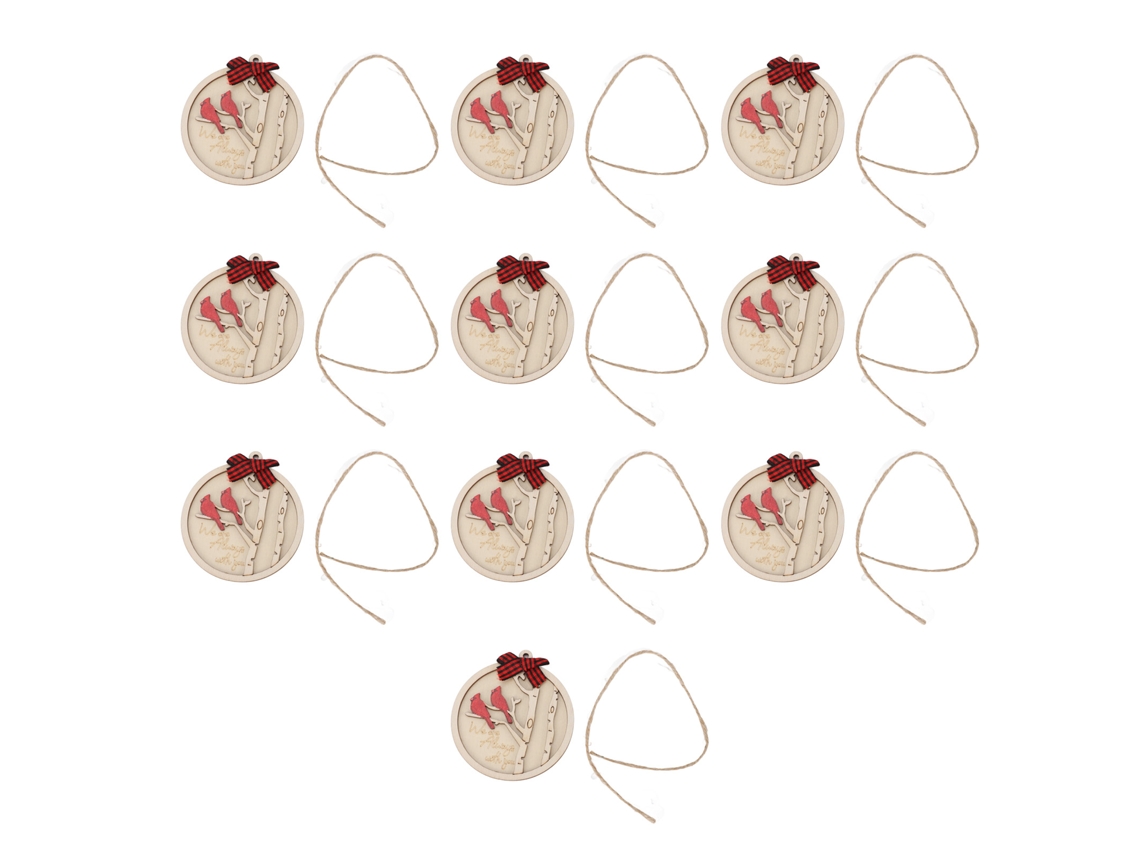 10pcs Adornos de Madeira de Pássaro Vermelho para Natal com S/MARCA