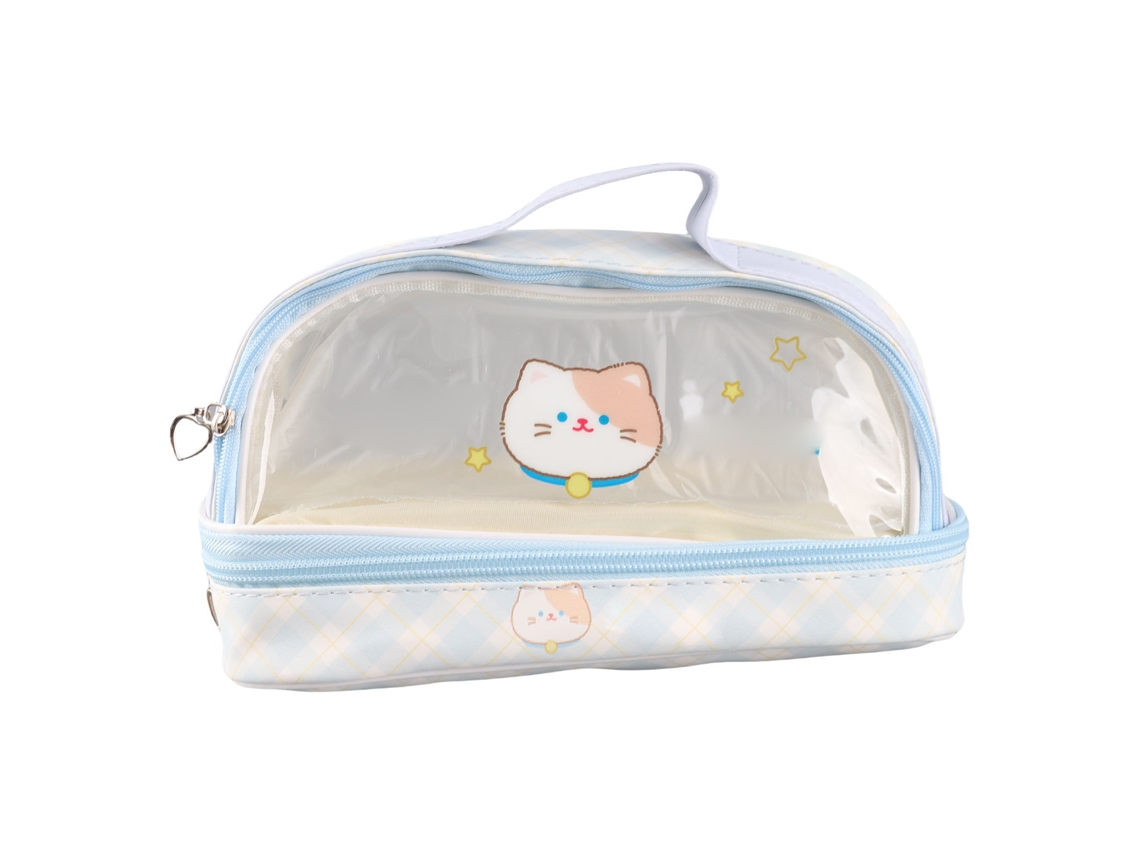 Estuche De Lápices Transparente Impermeable Con Cremallera Para Escuela Maquillaje Viajes Bonito Cuto