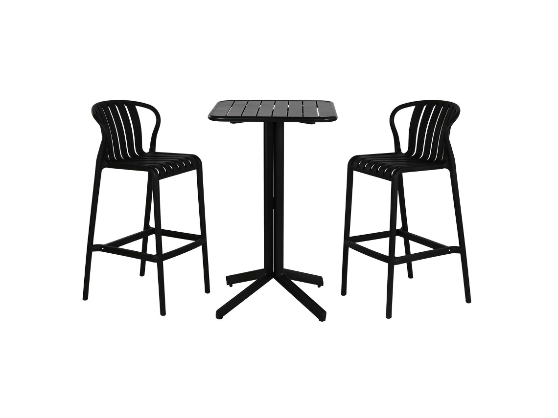 Conjunto De Mesa Com 2 Cadeiras Em Casa Esprit Preto Metal Polipropileno De 60 X 60 X 102 Cm