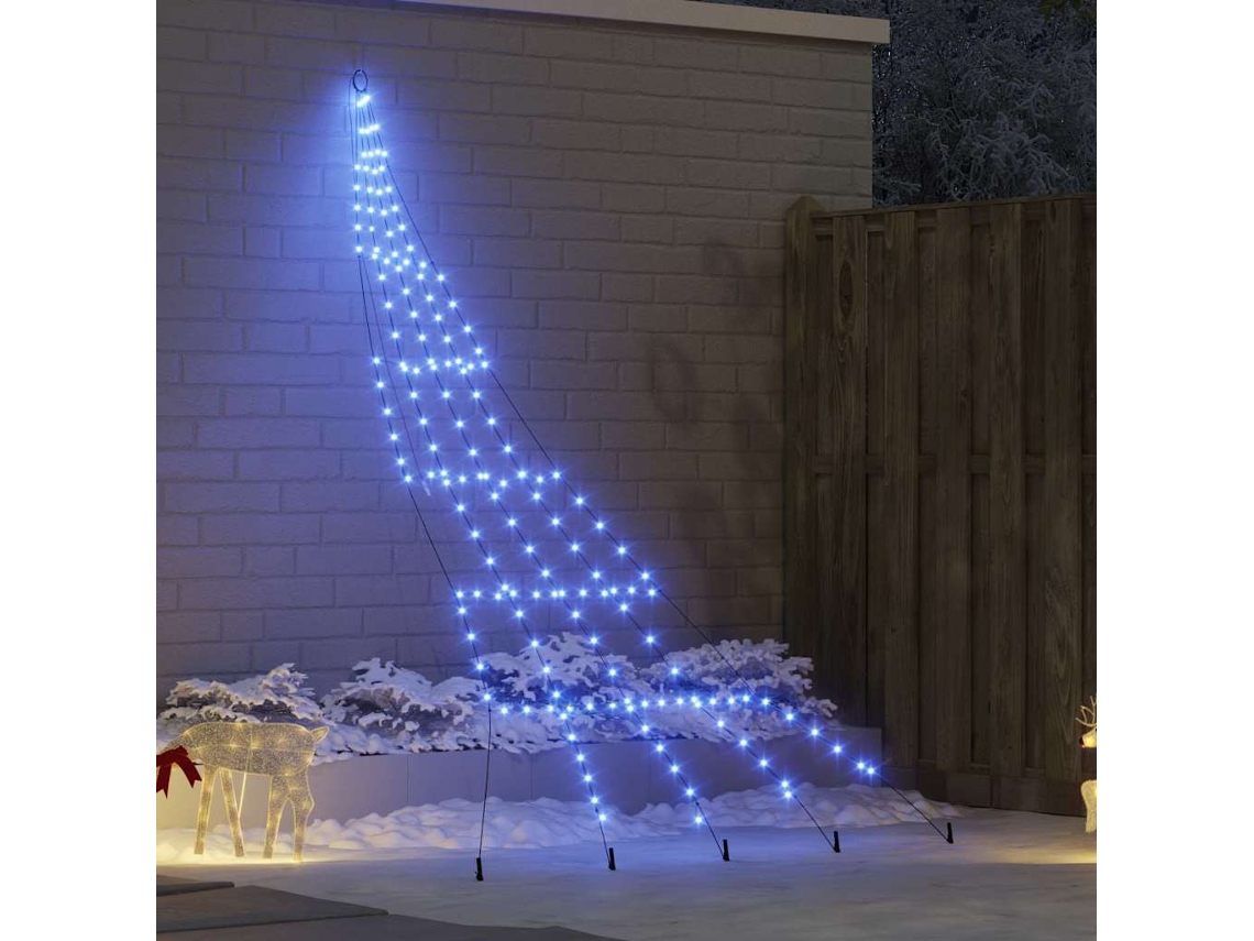 Vidaxl Árvore De Natal Led Com Estacas Para O Solo Azul 306 Cm Metal