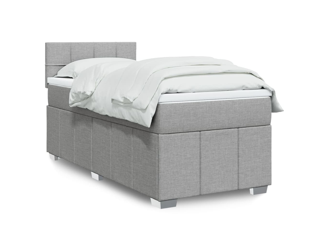 Vidaxl Cama Com Molas/colchão 80x200 Cm Tecido Cinza-claro