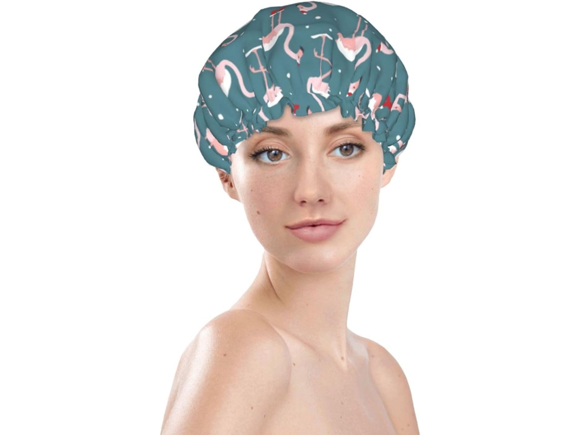Touca De Banho Feminina, Reutilizável, Impermeável, Dupla Camada, Com Elástico, Ideal Para Cabelos Longos, Com Estampa