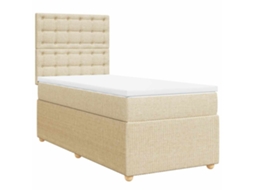 Cama com Molas/colchão 100x200 Cm Tecido Cor Creme MAISON EXCLUSIVE