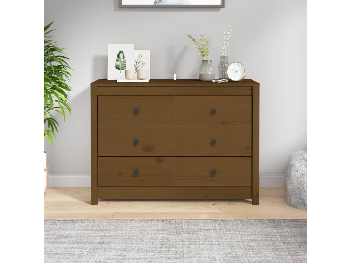 Vidaxl Armário De Apoio 100x40x72 Cm Pinho Maciço Castanho Mel
