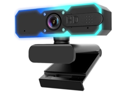 Webcam para jogos Bestvite HD 1080P/60 fps com luz de preenchimento, microfone e foco automático (preta)