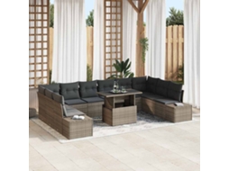 Vidaxl Conjunto De Sofá De Jardim 11 Unid. Cinzeto Vime Pe