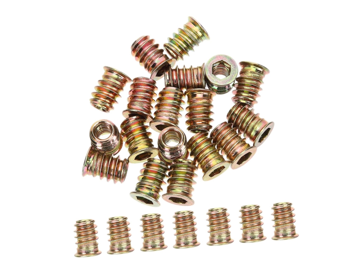 Conjunto De 100 Insertos Roscados Alta Qualidade, Conectores Resistentes Para Móveis, Ideais Para Marcenaria E Projetos