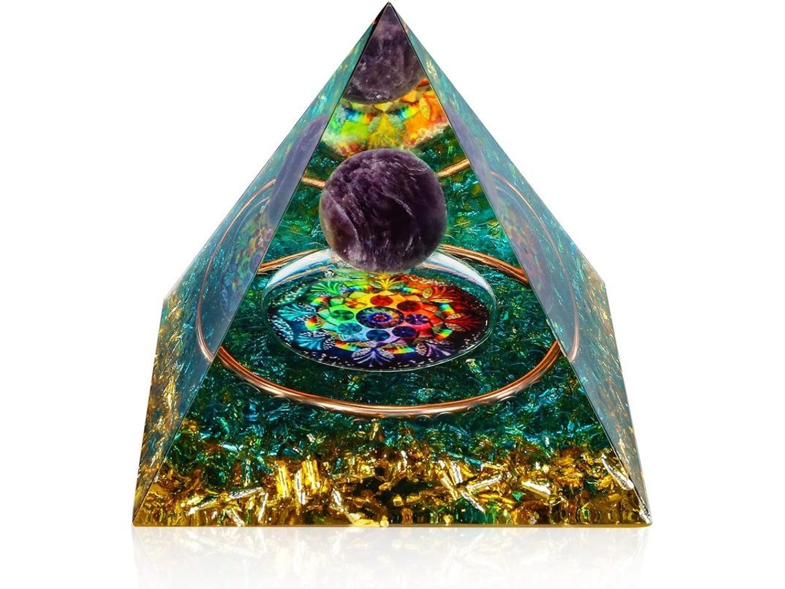 Pirâmide De Energia Positiva Cristais Orgonita 2,3x2,3 Polegadas Proteção Cura Meditação Verde