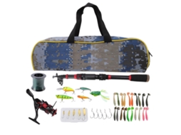 Kit Completo De Vara De Pesca Carbono Telescópica 2.1m Com Molinete Linha Iscas E Bolsa Portátil