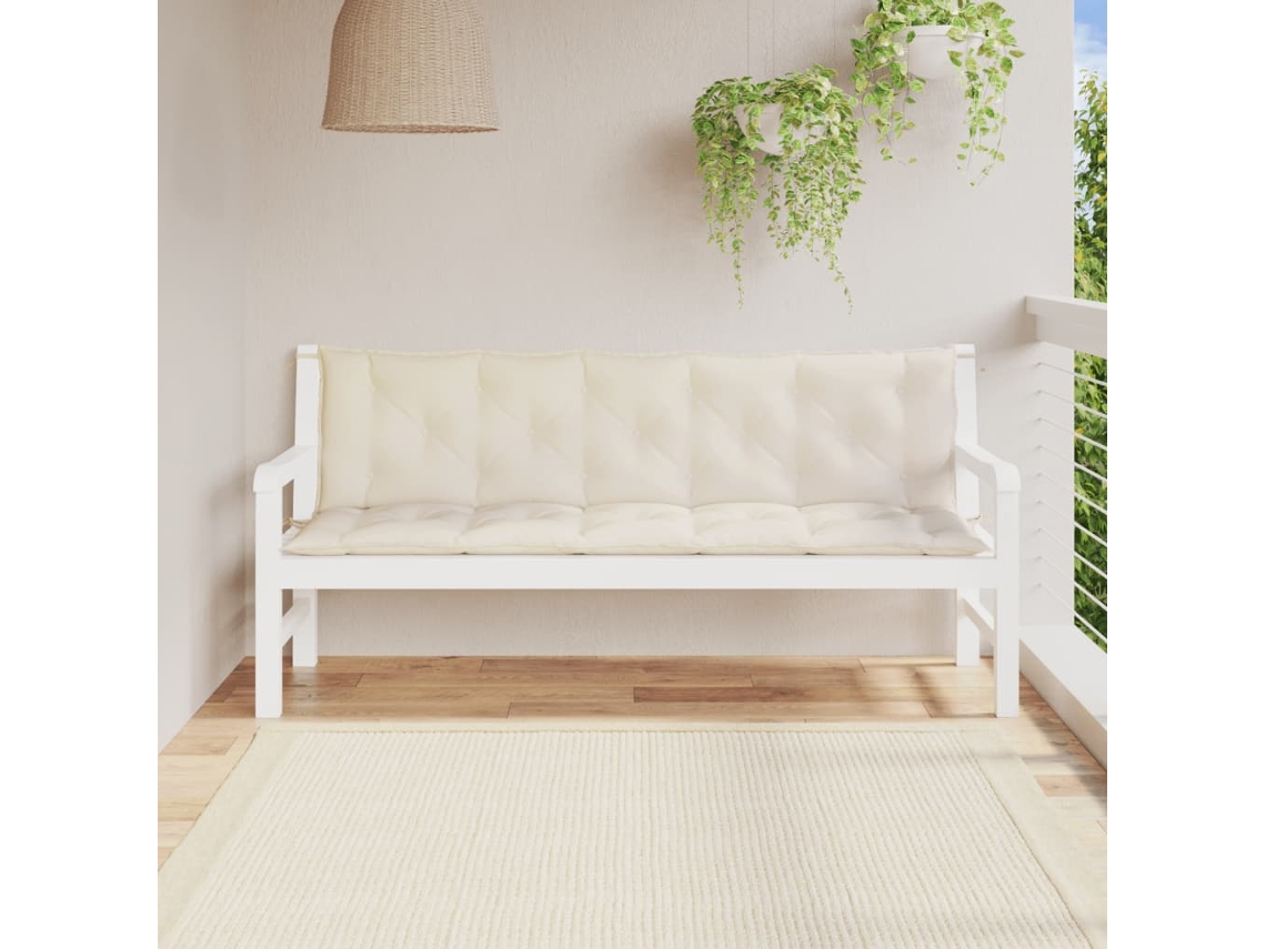 Vidaxl Almofadões Banco Jardim 2 Pcs Tecido Oxford Branco Nata