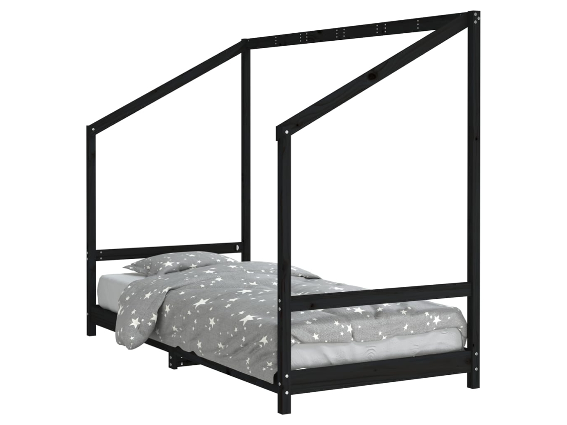 Kids Bed Frame, Kids Bed Frames Vidaxl Preto Madeira De Pinho (90 X 190 Cm)
