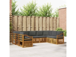 Vidaxl Conjunto De Sofá Sectional 9 Pcs Natural E Antracite