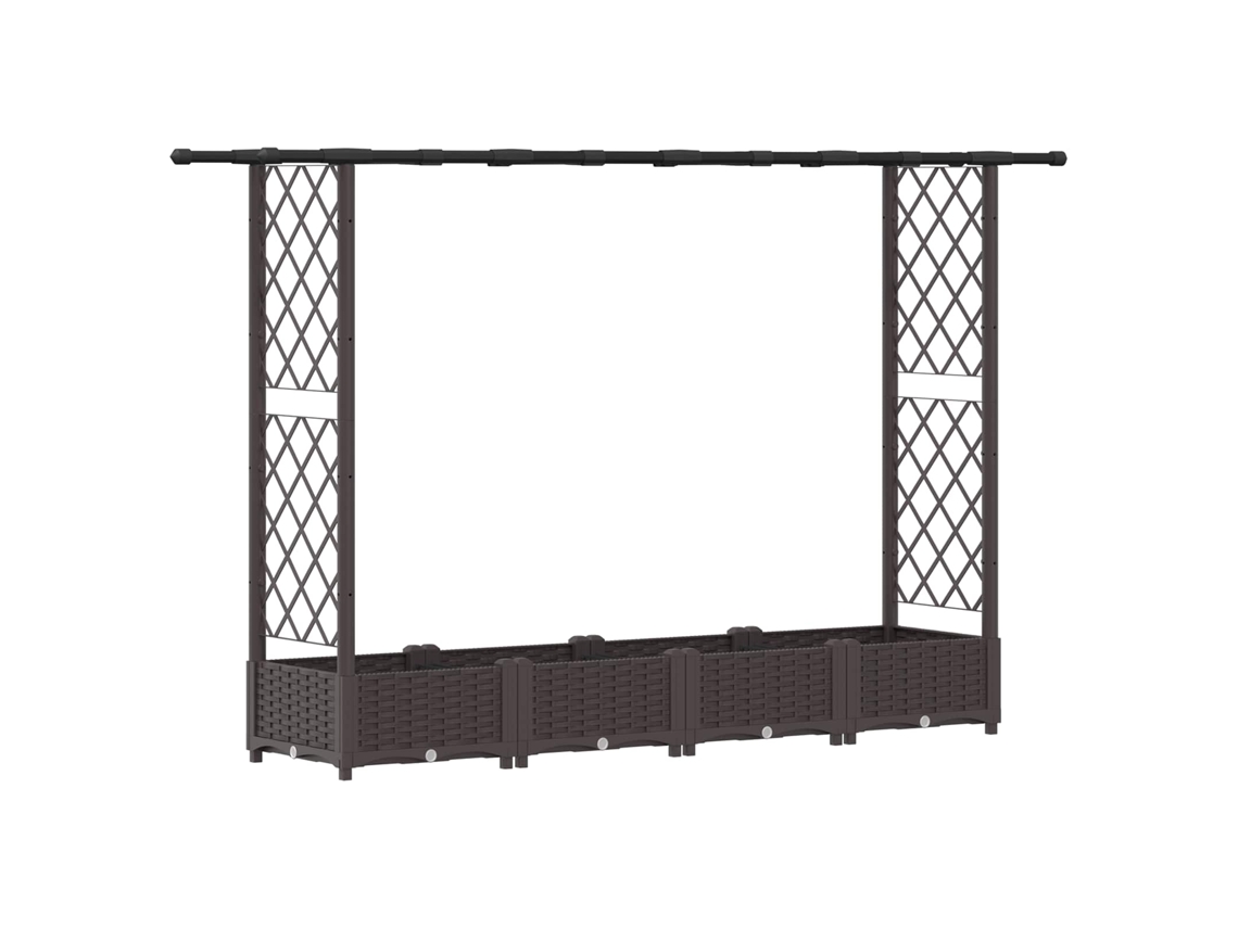 Vidaxl Cama Elevada Com Treliça E Telhado Castanho 203 X 40 X 123 Cm