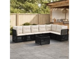 Vidaxl Conjunto De Sofá De Jardim 8 Unid. Preto Vime Pe